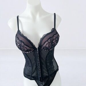 La SENZA Lingerie Push-Up Bra Bustier Corselette Black Size SMALL